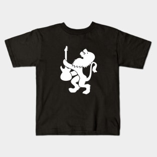 Lion guitarist (white print) Kids T-Shirt
